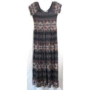 Soft Surroundings Marcelo Blue Floral Smocked Top Maxi Dress Size XS EUC